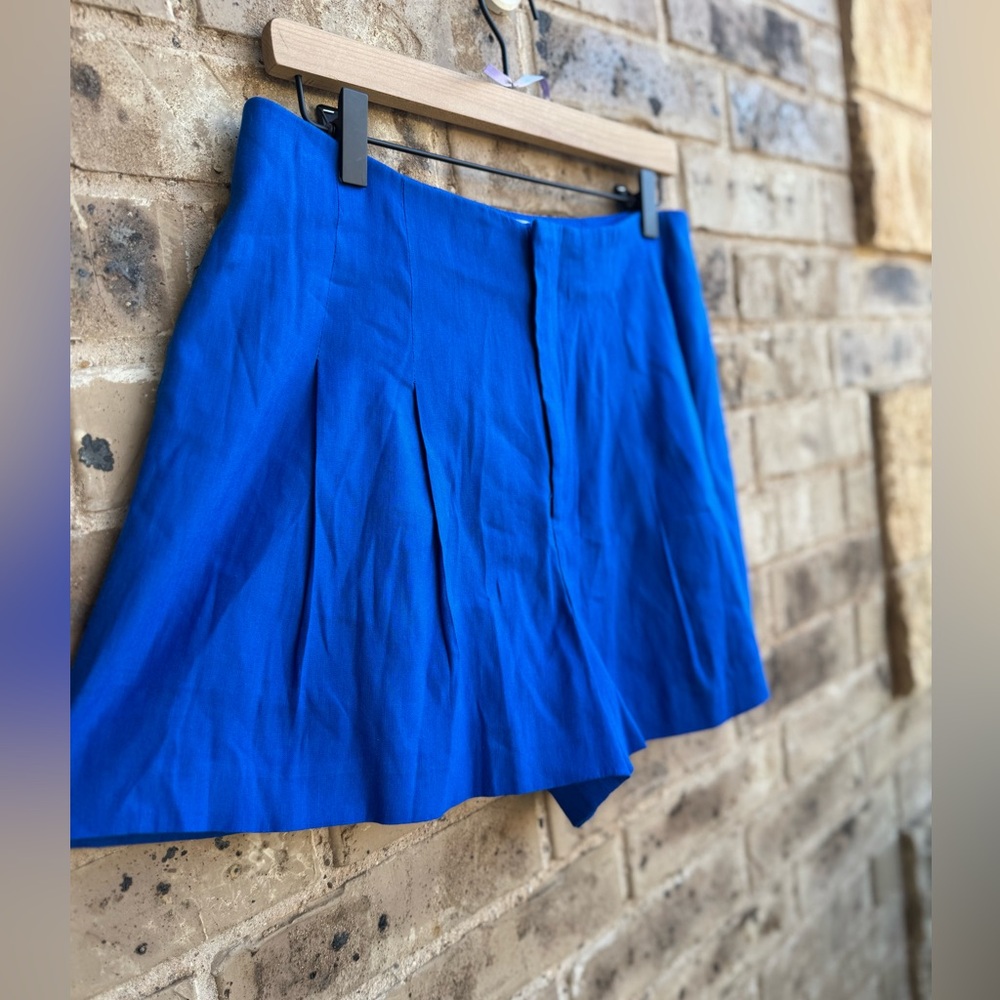 Antonio Melani Téllez Pleated Linen Cobalt Blue Shorts Size 8 - Picture 3 of 11